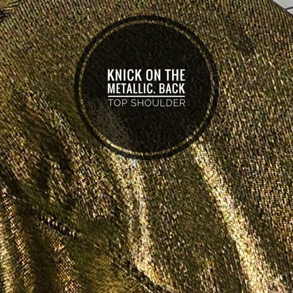 Dana Buchman Women's Short Sleeve Scoop Neck Gold Metallic Top Size Large - Picture 5 of 8